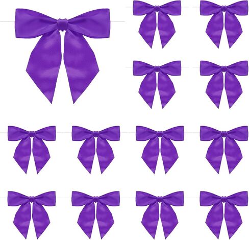MECCANIXITY 50 Pcs Pre-Tied Bows Satin Ribbon Bows 4.5" Twist Ties Gift Bows for Craft DIY Candy Bags Christmas Wedding Decor Party Treat Bags Deep Purple in Saudi Arabia