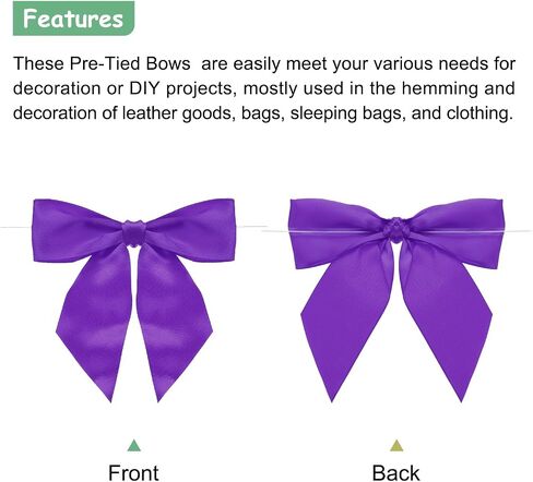 MECCANIXITY 50 Pcs Pre-Tied Bows Satin Ribbon Bows 4.5" Twist Ties Gift Bows for Craft DIY Candy Bags Christmas Wedding Decor Party Treat Bags Deep Purple in Saudi Arabia