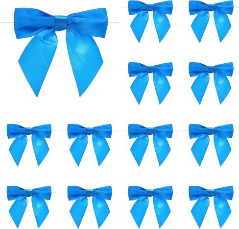 MECCANIXITY 50 Pcs Pre-Tied Bows Satin Ribbon Bows 4.5" Twist Ties Gift Bows for Craft DIY Candy Bags Christmas Wedding Decor Party Treat Bags Deep Purple in Saudi Arabia