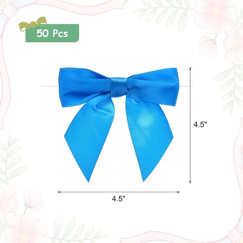 MECCANIXITY 50 Pcs Pre-Tied Bows Satin Ribbon Bows 4.5" Twist Ties Gift Bows for Craft DIY Candy Bags Christmas Wedding Decor Party Treat Bags Deep Purple in Saudi Arabia