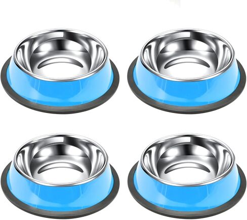 4 Pcs 7oz Stainless Steel Dog Bowls Stackable Pet Puppy Dishes Anti Slip Dog Food Bowls for Small, Medium and Large Dogs (Blue, 1 Cup/7 oz) in Saudi Arabia