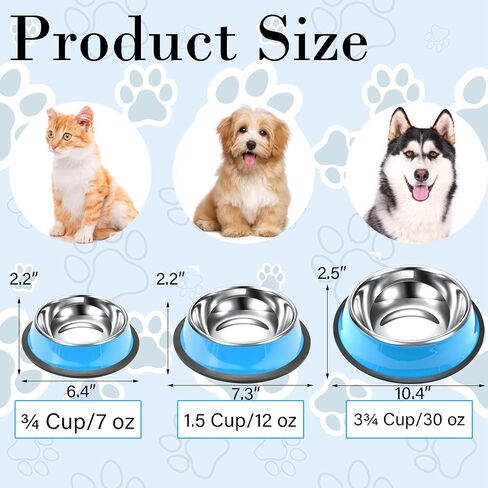 4 Pcs 7oz Stainless Steel Dog Bowls Stackable Pet Puppy Dishes Anti Slip Dog Food Bowls for Small, Medium and Large Dogs (Blue, 1 Cup/7 oz) in Saudi Arabia