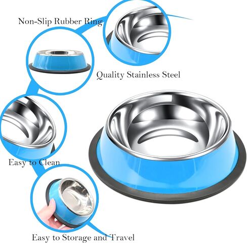 4 Pcs 7oz Stainless Steel Dog Bowls Stackable Pet Puppy Dishes Anti Slip Dog Food Bowls for Small, Medium and Large Dogs (Blue, 1 Cup/7 oz) in Saudi Arabia