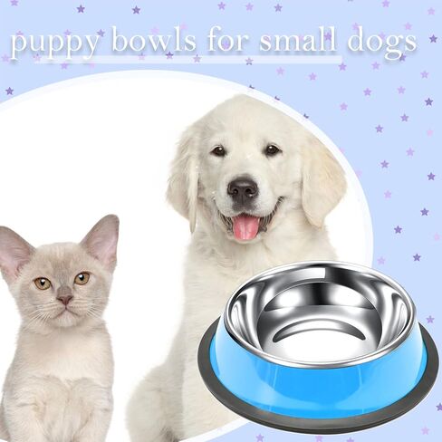 4 Pcs 7oz Stainless Steel Dog Bowls Stackable Pet Puppy Dishes Anti Slip Dog Food Bowls for Small, Medium and Large Dogs (Blue, 1 Cup/7 oz) in Saudi Arabia