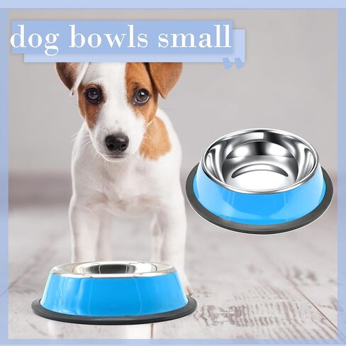 4 Pcs 7oz Stainless Steel Dog Bowls Stackable Pet Puppy Dishes Anti Slip Dog Food Bowls for Small, Medium and Large Dogs (Blue, 1 Cup/7 oz) in Saudi Arabia