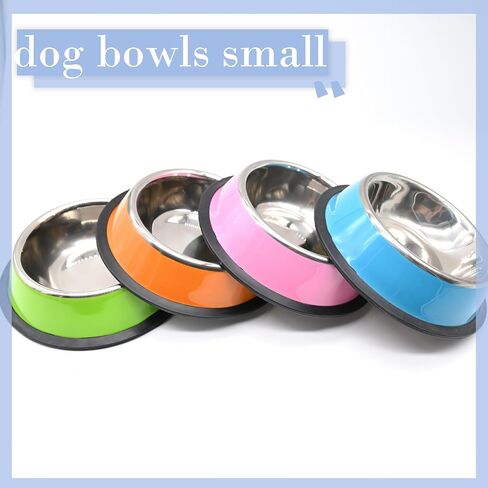 4 Pcs 7oz Stainless Steel Dog Bowls Stackable Pet Puppy Dishes Anti Slip Dog Food Bowls for Small, Medium and Large Dogs (Blue, 1 Cup/7 oz) in Saudi Arabia