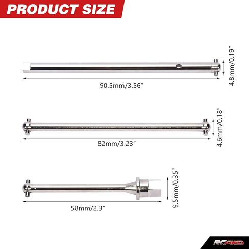 RCAWD Dogbone Center Driveshafts Set for Yeti Jr. Can-Am Maverick Upgrades, Center Axles & Rear Drive Shaft 45# Steel Parts #AXIC1511, for Axial 1/18#AXI90069 Sliver in Saudi Arabia