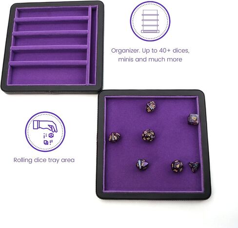 Guarida Dice 7 Rolling Dice Tray with Strong Magnetic Lid and Rolling Surface Ample Storage and Case Organizer for All Your Dice and Minis Perfect for DND or Any Dice RPG Games -Dragon Purple Design in Saudi Arabia