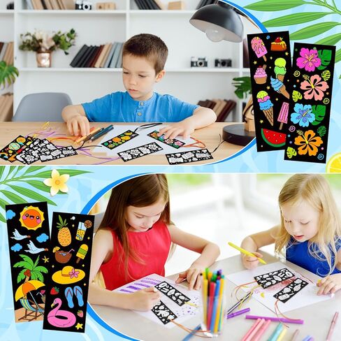 Frienda 80 PCS Summer Color الخاص بك الإشارات المرجعية الخاصة بك مع الشريط الجزء الأكبر من التلوين DIY شاطئ الآيس كريم أوشن فاكهة أشعة الإشارة المرجعية in Kuwait