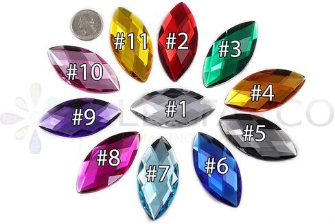 Allstarco 62x30mm Red Ruby H103 Large Flat Back Navette Acrylic Rhinestones Large Cosplay Gems Marquise Embelishments DIY Crafts - 2 Pieces in Saudi Arabia