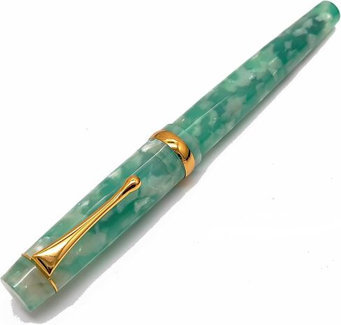Luxury Writing Fountain Pen Set, Light Green Acrylic Marble,Medium Nib, Refillable Ink Converter, Ink Cartridge (Blue/Black) Gift Box in Saudi Arabia