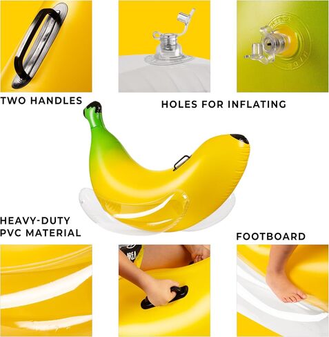 Vaygway Ride-on Inflatable Banana Pool Float- 1-2 Person Yellow Swimming Pool Fun Banana Float- Pool and Beach Activities- Party Decoration in Kuwait