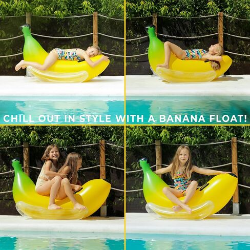 Vaygway Ride-on Inflatable Banana Pool Float- 1-2 Person Yellow Swimming Pool Fun Banana Float- Pool and Beach Activities- Party Decoration in Kuwait