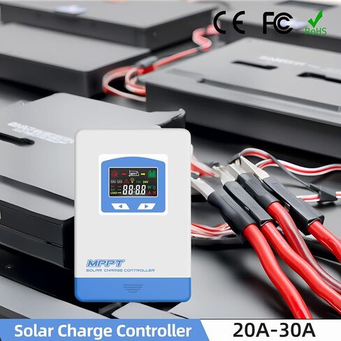 جهاز التحكم بالشحن بالطاقة الشمسية MPPT 30 أمبير 12 فولت/24 فولت، شاشة LCD ذات معلمات قابلة للتعديل لإدخال التيار المستمر، الحد الأقصى PV 75 فولت منظم شحن الألواح الشمسية، يعمل من أجل بطارية ليثيوم مغمورة بالجل AGM in Saudi Arabia