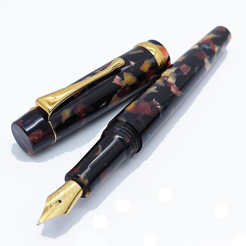 Luxury Writing Fountain Pen Set, Light Green Acrylic Marble,Medium Nib, Refillable Ink Converter, Ink Cartridge (Blue/Black) Gift Box in Saudi Arabia