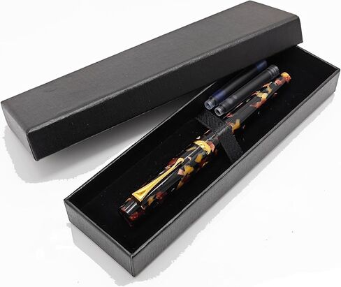 Luxury Writing Fountain Pen Set, Light Green Acrylic Marble,Medium Nib, Refillable Ink Converter, Ink Cartridge (Blue/Black) Gift Box in Saudi Arabia