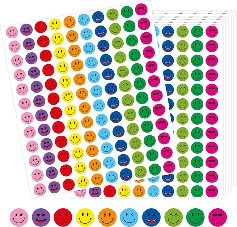 7200 PCS Happy Smiley Face Stickers Colorful Small Happy Face Sticker Round Classroom Behavior Incentive Chart Stickers for Classroom Management Teacher Student Reward Supplies (Colorful) in Saudi Arabia