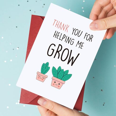 Ithmahco Thank You Teacher Card, Helping Me Grow Card, Appreciation Greeting Cards for Teacher Mom Mother Dad, Thank You Gifts For Women in Kuwait