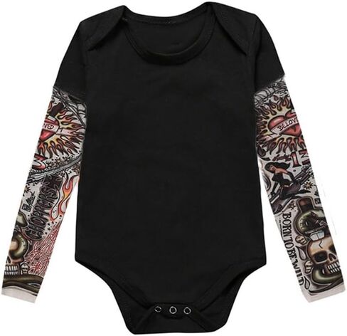 Baby Boys Long Sleeves Mesh Tattoo Sleeves Bodysuit Outfit in Saudi Arabia