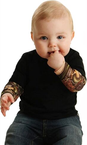 Baby Boys Long Sleeves Mesh Tattoo Sleeves Bodysuit Outfit in Saudi Arabia