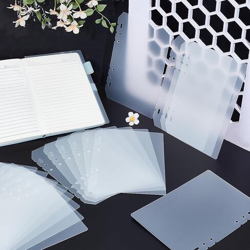 BENECREAT 20Pcs 8.4x5.9Inch PP Binders Index Divider Sheets, 6 Ring A5 Insertable Tab Divider Full Page Flat Sheet Lifter for Notebooks and Binders in Kuwait