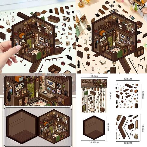 5 مجموعات DIY 3D House Stickers Kit للبالغين والمراهقين - الزفاف الصيني ، الأعمال الرجعية ، وكالة المباحث ، مشاهد المستشفي in Kuwait