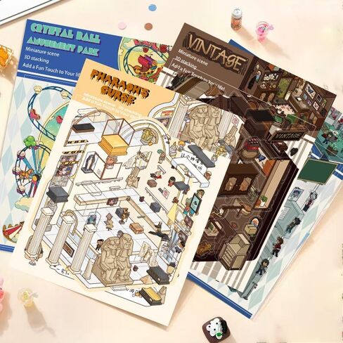 5 مجموعات DIY 3D House Stickers Kit للبالغين والمراهقين - الزفاف الصيني ، الأعمال الرجعية ، وكالة المباحث ، مشاهد المستشفي in Kuwait
