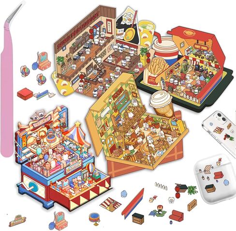 5 مجموعات DIY 3D House Stickers Kit للبالغين والمراهقين - الزفاف الصيني ، الأعمال الرجعية ، وكالة المباحث ، مشاهد المستشفي in Kuwait