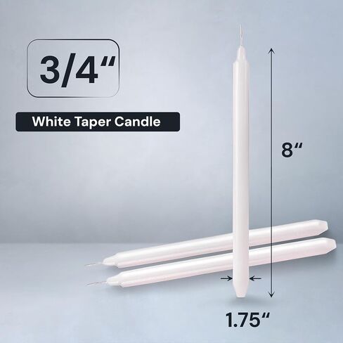 OLEEK Taper 1/2 inch Candles - Pack of 10 Unscented, 8 Inch Tall Candles - 1/2 inch Candles - Taper Candle - 1/2 inch White candlesticks in Saudi Arabia