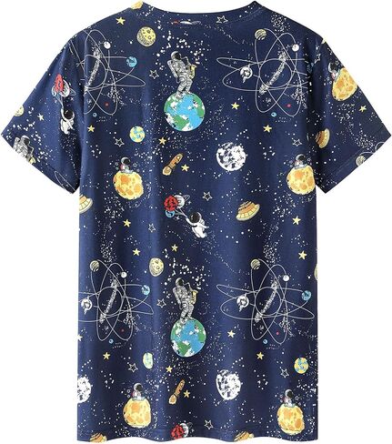 Ezcosplay Women Short Sleeve Space Shuttle Astronaut Universe Galaxy T-Shirt Graphic Shirt Casual Tee Tops in Kuwait