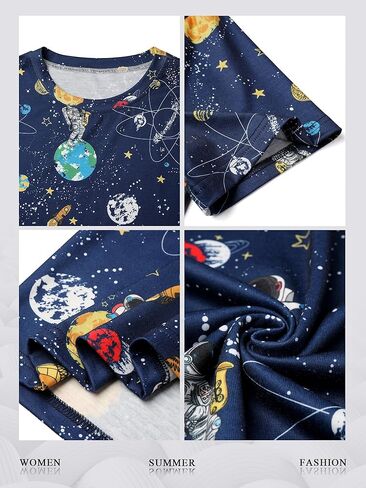 Ezcosplay Women Short Sleeve Space Shuttle Astronaut Universe Galaxy T-Shirt Graphic Shirt Casual Tee Tops in Kuwait