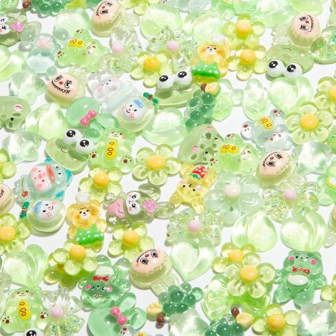 60pcs Slime Charms Cartoons Cute Set Bulk Mixed Lot Assorted Cartoons Resin Flatback Cute Sets for DIY Crafts Making Ornament Scrapbooking in Saudi Arabia