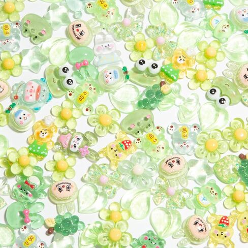 60pcs Slime Charms Cartoons Cute Set Bulk Mixed Lot Assorted Cartoons Resin Flatback Cute Sets for DIY Crafts Making Ornament Scrapbooking in Saudi Arabia