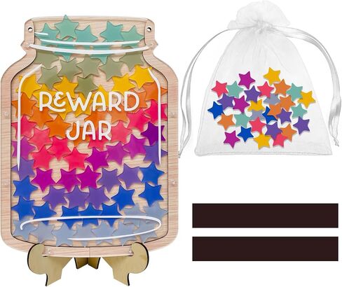 36pcs Classroom Reward Jar, 8'' Magnetic Reward Jar for Classroom Board, Incentive Reward System for Kids, Teacher's Behavior Management Tool(Rainbow Star 5''x8'') in Saudi Arabia