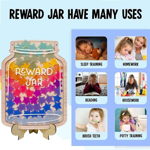 36pcs Classroom Reward Jar, 8'' Magnetic Reward Jar for Classroom Board, Incentive Reward System for Kids, Teacher's Behavior Management Tool(Rainbow Star 5''x8'') in Saudi Arabia
