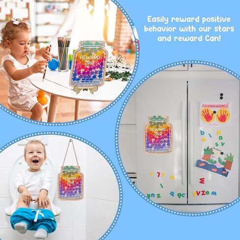 36pcs Classroom Reward Jar, 8'' Magnetic Reward Jar for Classroom Board, Incentive Reward System for Kids, Teacher's Behavior Management Tool(Rainbow Star 5''x8'') in Saudi Arabia
