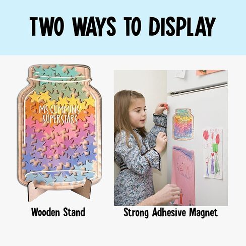 36pcs Classroom Reward Jar, 8'' Magnetic Reward Jar for Classroom Board, Incentive Reward System for Kids, Teacher's Behavior Management Tool(Rainbow Star 5''x8'') in Saudi Arabia