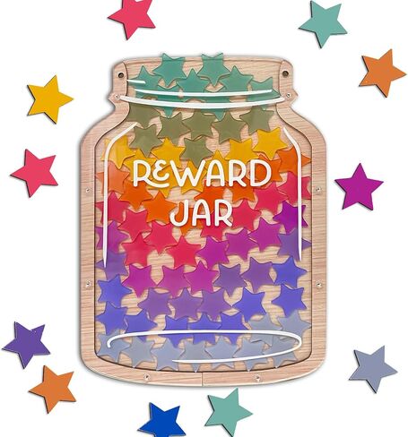 36pcs Classroom Reward Jar, 8'' Magnetic Reward Jar for Classroom Board, Incentive Reward System for Kids, Teacher's Behavior Management Tool(Rainbow Star 5''x8'') in Saudi Arabia
