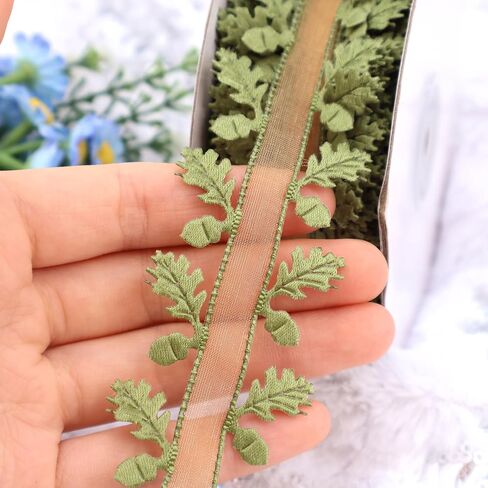 Green Leaf Ribbon 20 Yards Artificial Leaves Trim for Gift Wrapping Crafts Party Home Decoration in Saudi Arabia