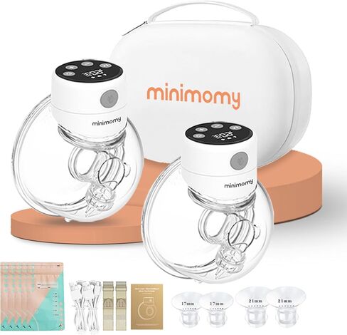 minimomy S12A Hands Free Breast Pump Wearable, Double Wireless Pump with Comfortable Double-Sealed Flange, 3 Modes & 12 Levels Electric Pump Portable, Smart Display, 24mm, 2 Pack in Kuwait