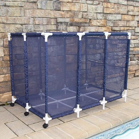 Modern Blue Pool Storage Bin - XX-Large | Nylon Mesh Basket Organizer For Your Goggles, Beach Balls, Floats, Swim Toys & Accessories | Air Dry Items Quickly & Easily Roll To Your Home Garage or Shed in Saudi Arabia