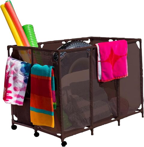 Modern Blue Pool Storage Bin - XX-Large | Nylon Mesh Basket Organizer For Your Goggles, Beach Balls, Floats, Swim Toys & Accessories | Air Dry Items Quickly & Easily Roll To Your Home Garage or Shed in Saudi Arabia