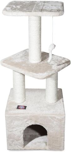 Majestic Pet Products 40 inch Beige Casita Cat Furniture Condo House Scratcher Multi Level Pet Activity Tree in Saudi Arabia