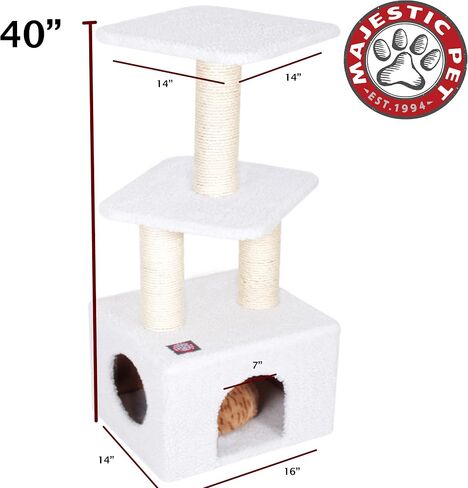 Majestic Pet Products 40 inch Beige Casita Cat Furniture Condo House Scratcher Multi Level Pet Activity Tree in Saudi Arabia