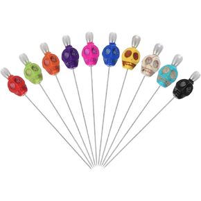 Patikil 3 "دبابيس خياطة جمجمة ، ومسامير مستقيمة من الفولاذ 10pcs مع رأس جمجمة لزخارف النسيج مصممة لوازم خياطة خياطة اللحف ، متعددة الألوان