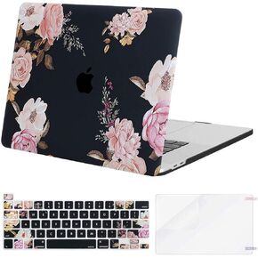 Mosiso متوافق مع MacBook Pro 16 بوصة Case 2020 2019 الإصدار A2141 مع معرف اللمس اللمس ، و plastic peony قشرة صلبة وغطاء لوحة مفاتيح البشرة والشاشة ، الأسود