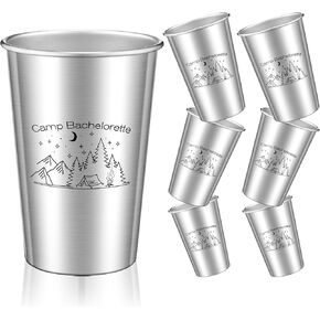 Yaomiao 6 PCS Camp Bachelorette Decorations Stainsal Steel Camping Camping Party Party Trail Last Trail قبل Viel Bachelorette لصالح وصيفات الزفاف هدايا حفل الزفاف.