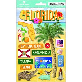 Paper House Productions Travel Florida 2D ملصقات ، 3 عبوات