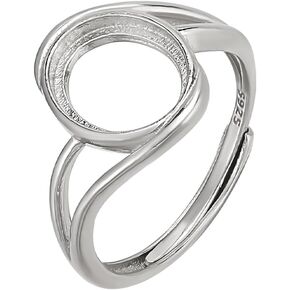 PH Pandahall 925 Sterling Sliver Ring Blanks لصنع المجوهرات ، حلقات فارغة قابلة للتعديل حلقة الإصبع 9x10mm قاعدة حافة أصابع الرنين النتائج لتصنيع مجوهرات الأحجار الكريمة Diamond DIY