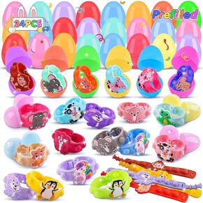 24PACK Prefilled Easter Eggs with Animal Pop Toys,Easter Eggs Filled with Toys,Easter Basket Stuffers for Kids,Easter Party Favors for Kids in Kuwait